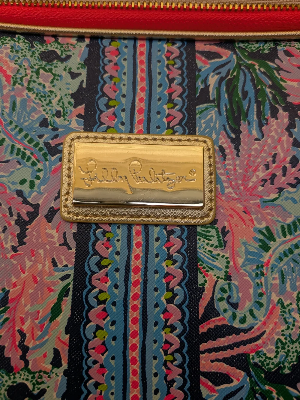 Lilly Pulitzer Coral Pink, Blue & Green Printed Laptop Sleeve